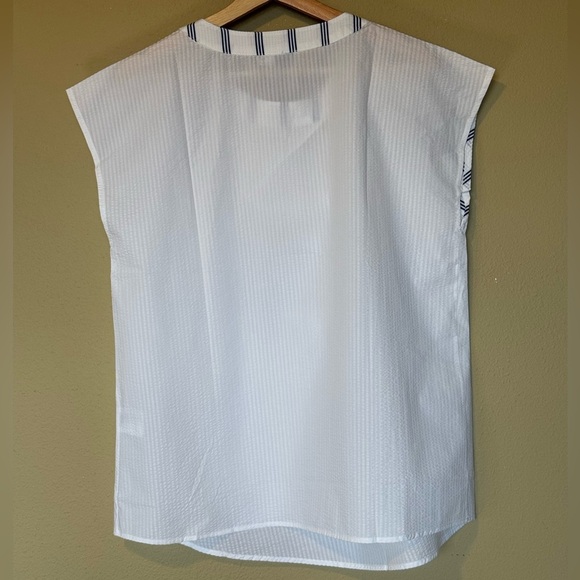 Harshman Sandra Cap Sleeve 100% Cotton White Blouse NWT Size Medium - Picture 3 of 6